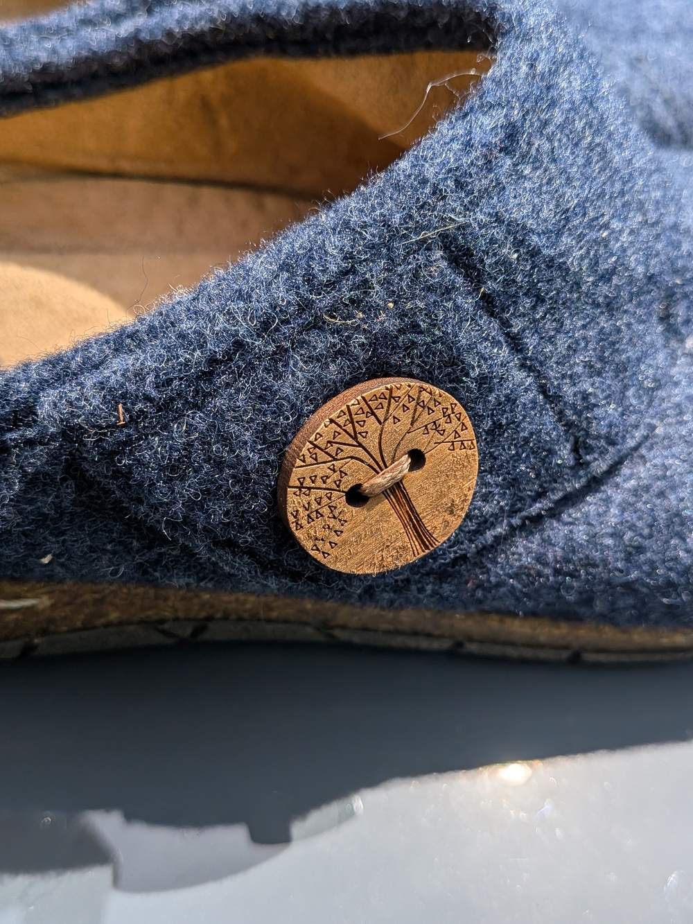 Earth Ezra Navy Boiled Wool Slip-On Clogs Mules Boho Shabby Chic Comfort Size 9 - Picture 5 of 7